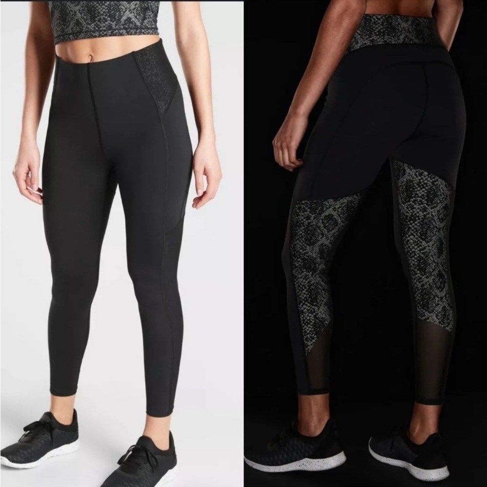 Athleta Stay Fly Reflective Tights 7/8 Size Small Compression UPF Lightweight